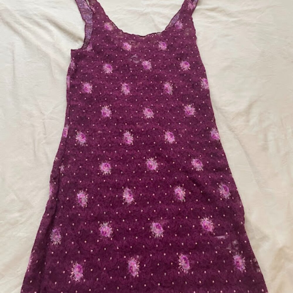 Free People | Intimately Purple Floral Lace Slip Dress | Size M | Used